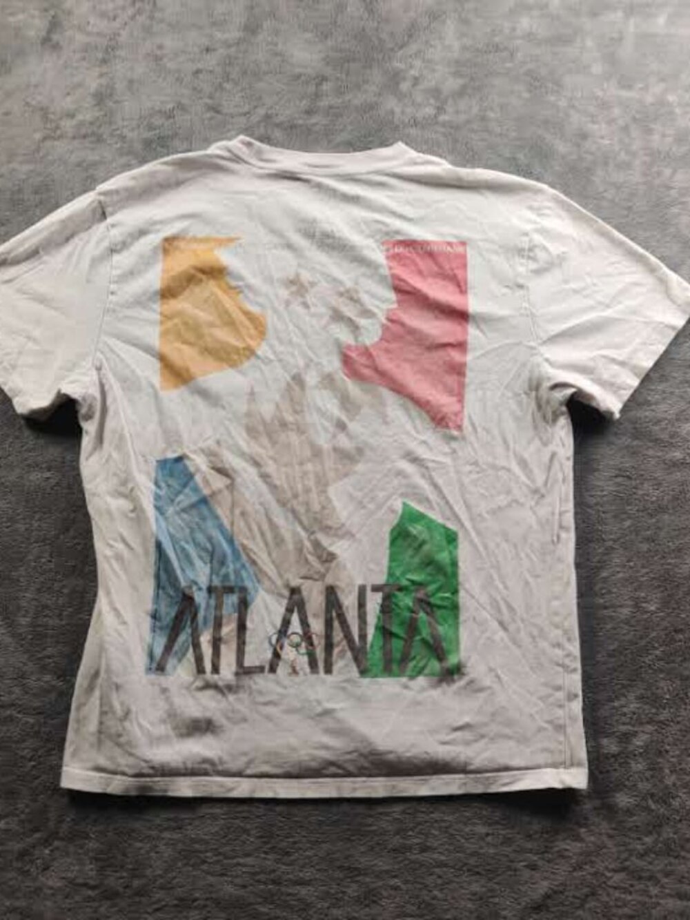 Atlanta Olympics Shirt Adult Mens Large White Short Sleeve International Sports
